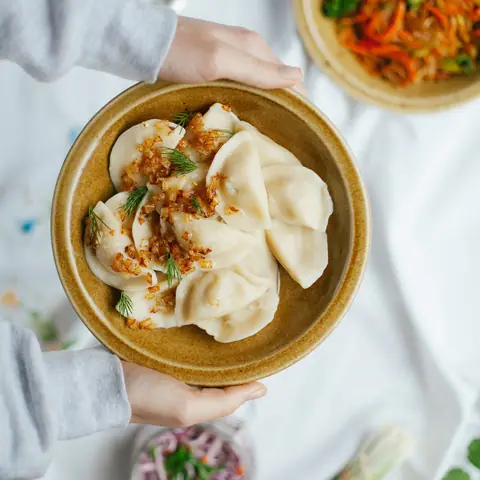 Pierogi z kaszanką i jabłkiem